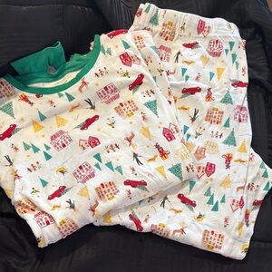 LC Lauren Conrad Festive Pajama Set - White with Red and Green Accents